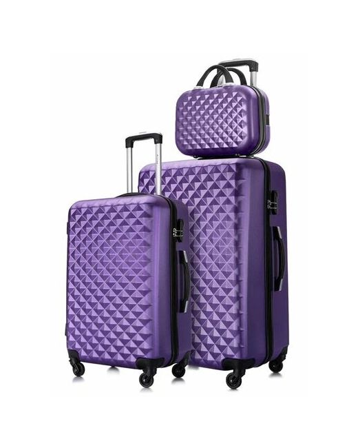 L'Case Комплект чемоданов 3 шт. рифленая поверхность износостойкий опорные ножки на боковой стенке размер