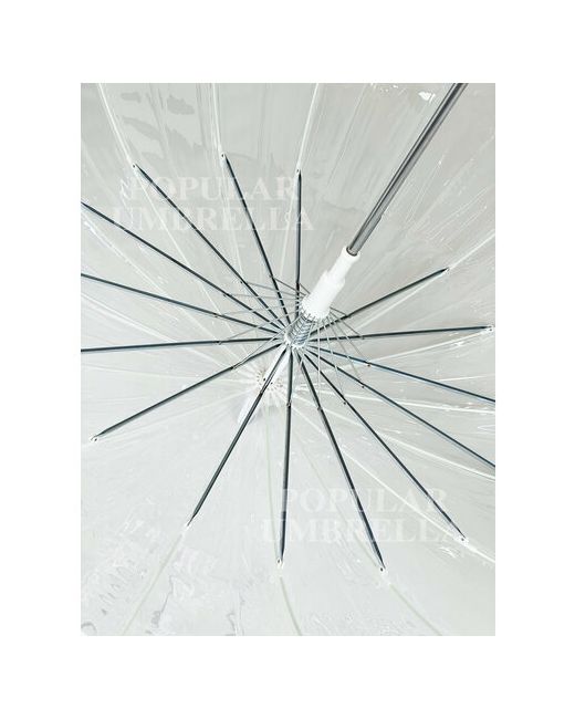 Popular Зонт-трость полуавтомат купол 100 см. 16 спиц система антиветер прозрачный чехол в комплекте для