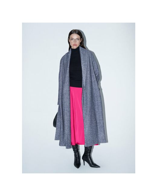 Toptop Пальто-халат демисезонное силуэт полуприлегающий средней длины размер черный