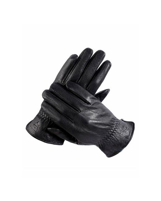 Tevin Перчатки кожаные черные теплые демисезонные осенние зимние кожа оленя на шерсти резинка размер 11