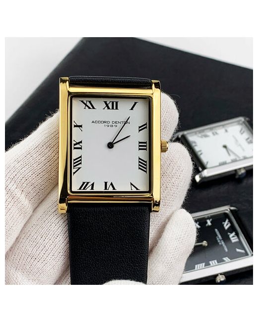 Accord Denton Наручные часы Часы наручные кварцевые классические повседневные подарок мужчине черно серебристые черный золотой