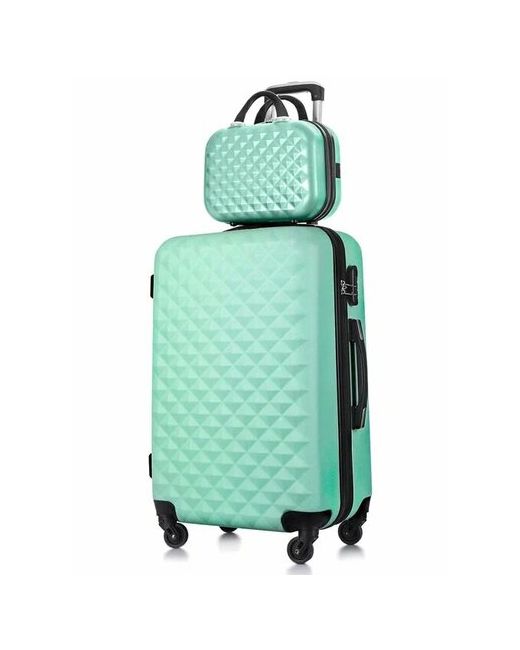 L'Case Комплект чемоданов 2 шт. рифленая поверхность опорные ножки на боковой стенке износостойкий размер мультиколор