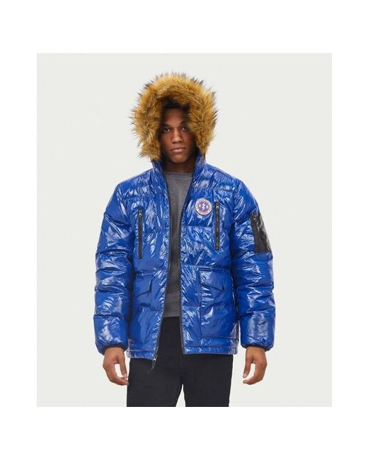 Reason куртка зимняя оверсайз съемный мех ультралегкая подкладка стеганая отделка мехом ветрозащитная карманы капюшон размер синий