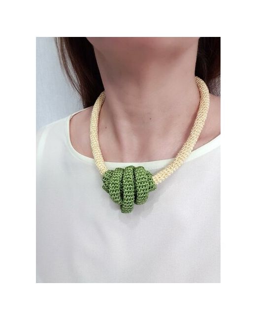Pan-Tan Колье-трансформер вязаное желто-зеленое украшение на шею бижутерия ручной работы
