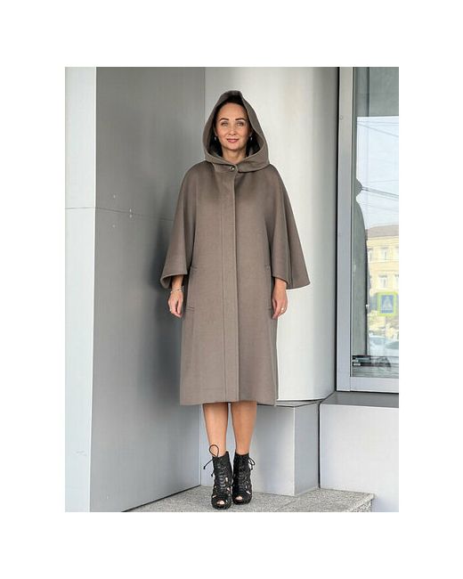 Cinzia Rocca Пальто демисезонное шерсть силуэт свободный удлиненное размер 46 серый