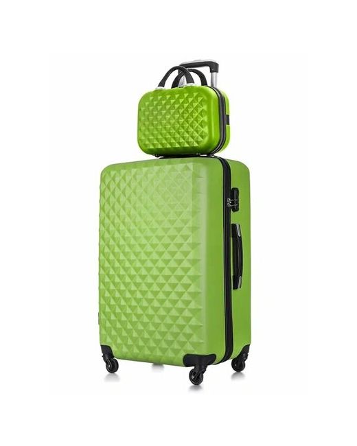 L'Case Комплект чемоданов Phatthaya 2 шт. рифленая поверхность опорные ножки на боковой стенке износостойкий размер зеленый