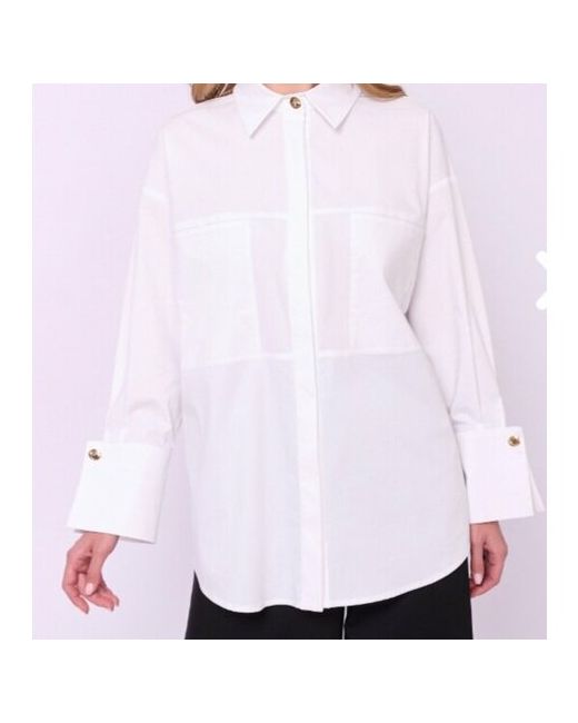 Franco Vello Рубашка повседневный стиль свободный силуэт длинный рукав карманы манжеты однотонная размер 50