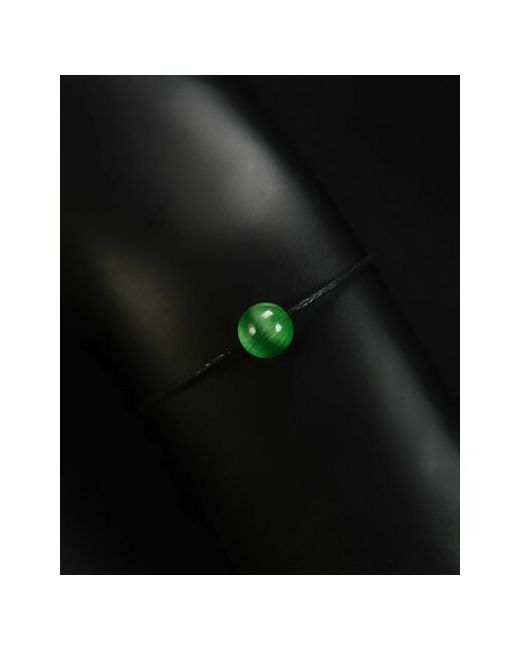 Grow Up Браслет Кошачий глаз имитированный камень зеленый 8 мм на черном шнурке привлекает любовь и счастье