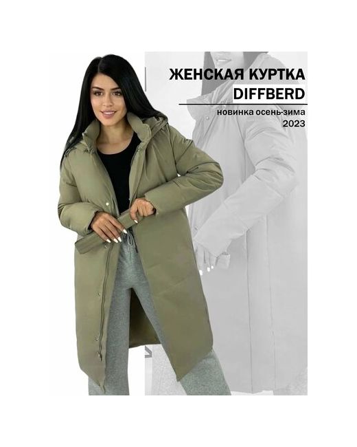 Diffberd куртка зимняя силуэт прямой капюшон пояс/ремень карманы размер 48
