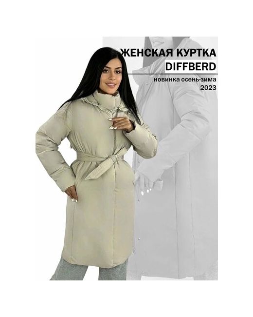 Diffberd куртка зимняя силуэт прямой капюшон пояс/ремень карманы размер 44
