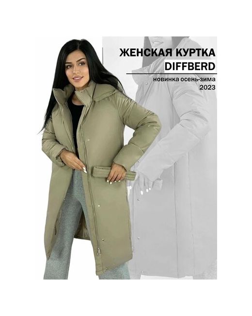 Diffberd куртка зимняя силуэт прямой капюшон пояс/ремень карманы размер 42