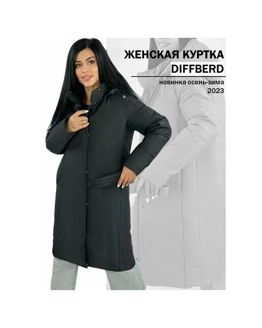 Diffberd куртка зимняя силуэт прямой капюшон пояс/ремень карманы размер 42
