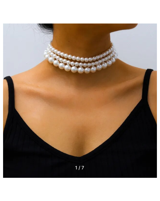 Ninell_ST Ожерелье свадебное на шею с круглым жемчугом три штуки разной длины