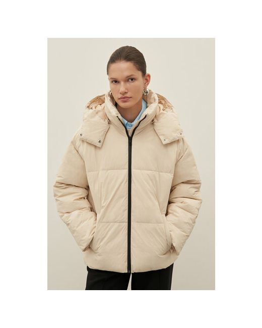 Finn Flare куртка зимняя средней длины силуэт свободный утепленная вязаная капюшон манжеты карманы водонепроницаемая размер