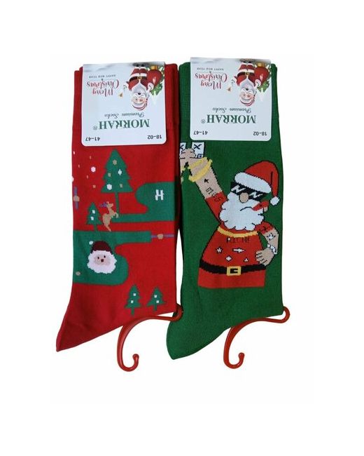 Turkan носки 2 пары на Новый год фантазийные размер зеленый красный