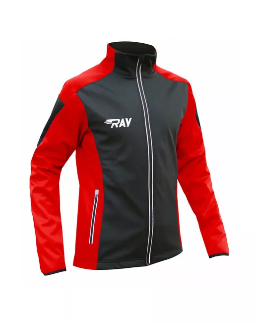 Ray Куртка RACE средней длины силуэт прямой светоотражающие элементы карманы ветрозащитная мембранная быстросохнущая без капюшона влагоотводящая размер 58 красный черный