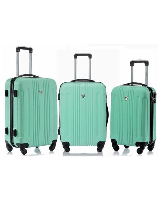 L'Case Комплект чемоданов 3 шт. водонепроницаемый опорные ножки на боковой стенке 104 л размер зеленый бирюзовый