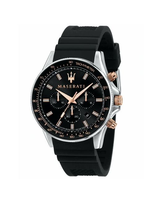 Maserati Наручные часы Мужские итальянские с хронографом Sfida Chrono R8871640002 гарантией серебряный черный