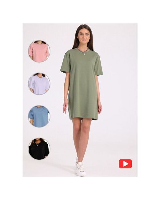 Апрель Платье-футболка оверсайз мини размер 84-92-164 зеленый