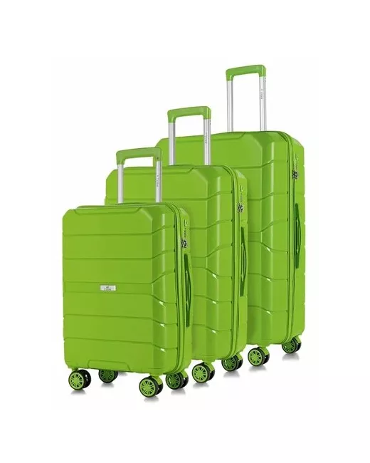 L'Case Комплект чемоданов Singapore 3 шт. водонепроницаемый опорные ножки на боковой стенке износостойкий адресная бирка 124 л размер
