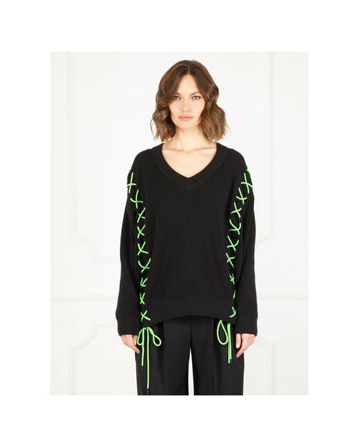 Eleganzza Пуловер длинный рукав оверсайз размер черный зеленый