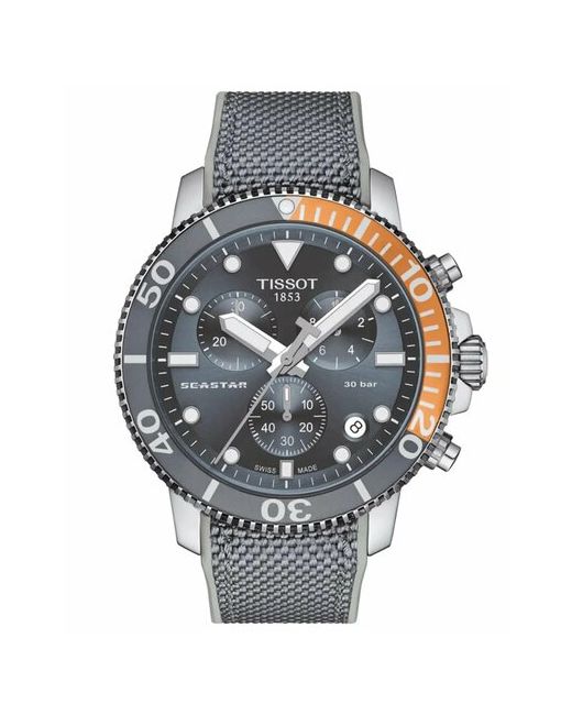 Tissot Наручные часы Швейцарские Seastar 1000 Chronograph T1204171708101 T120.417.17.081.01 серый серебряный