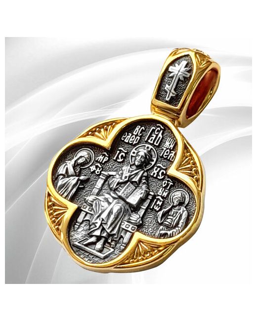 Vitacredo Подвеска серебряная нательная православная икона образок Господь Вседержитель. Ангел Хранитель оберег ручной работы