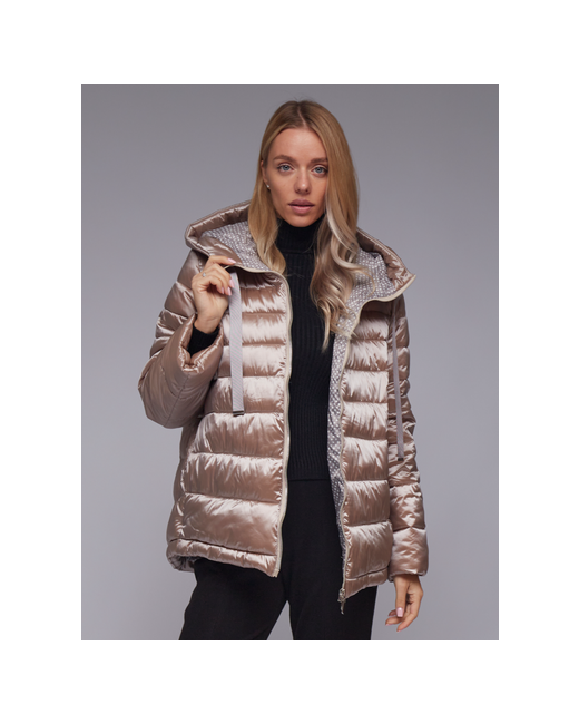 Laura Bianca куртка демисезон/зима силуэт трапеция ветрозащитная утепленная несъемный капюшон размер 56