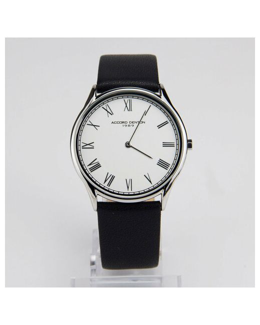Accord Denton Наручные часы Часы наручные кварцевые классические повседневные подарок мужчине черно-белые серебряный белый