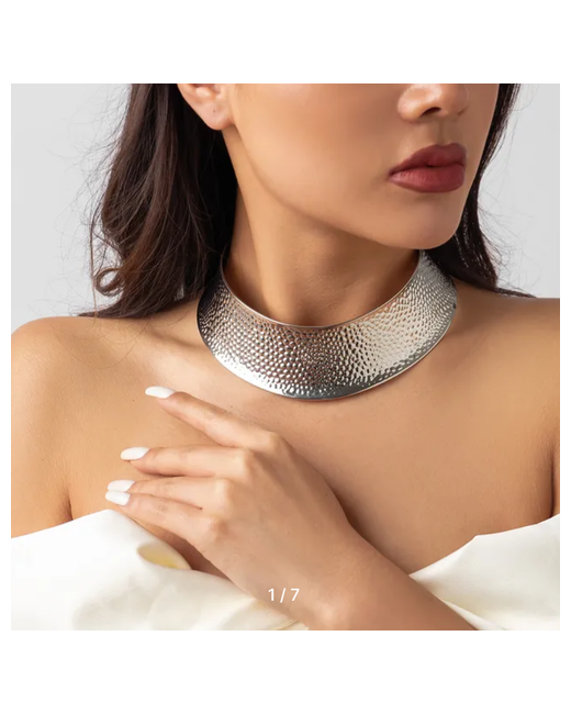 Ninell_ST Ожерелье чокер на шею. Массивное с металлической проволокой ожерелье-чокер серебряного цвета. Широкая цепочка.