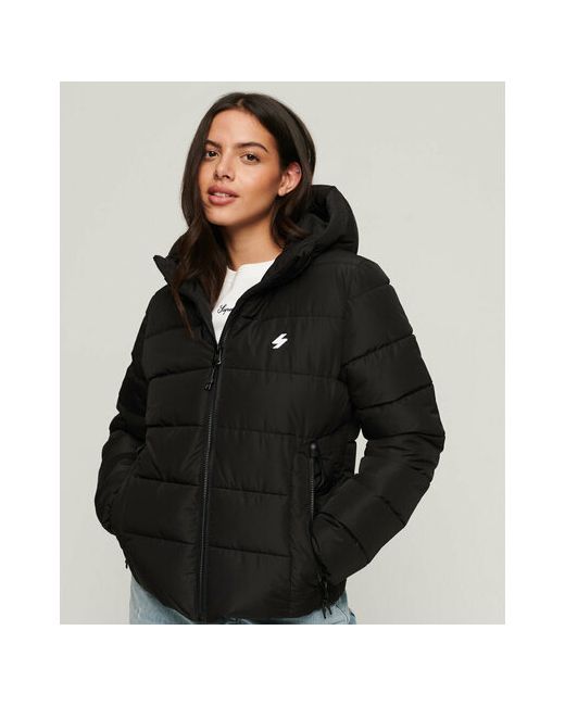 Superdry куртка демисезон/зима силуэт свободный утепленная карманы стеганая капюшон размер 40