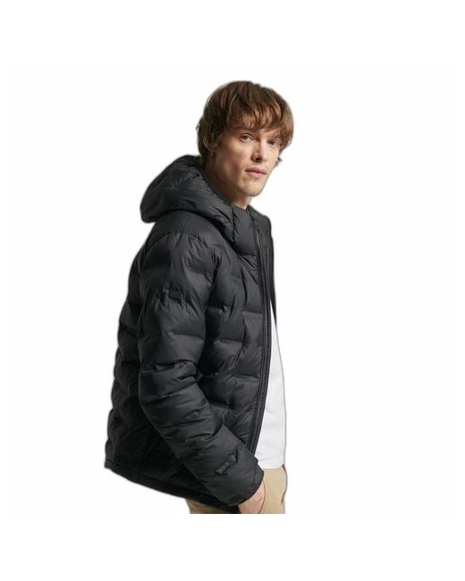 Superdry куртка демисезон/зима силуэт свободный карманы несъемный капюшон подкладка утепленная стеганая размер черный