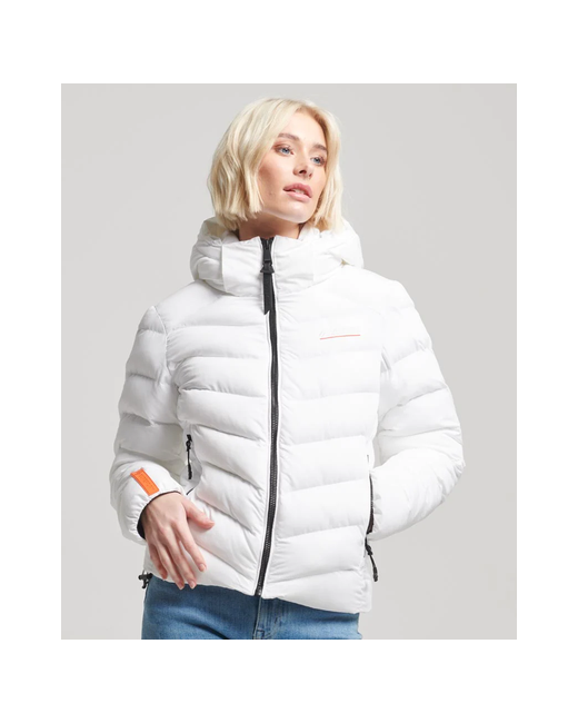 Superdry куртка демисезон/зима средней длины силуэт свободный несъемный капюшон подкладка карманы утепленная стеганая размер 10