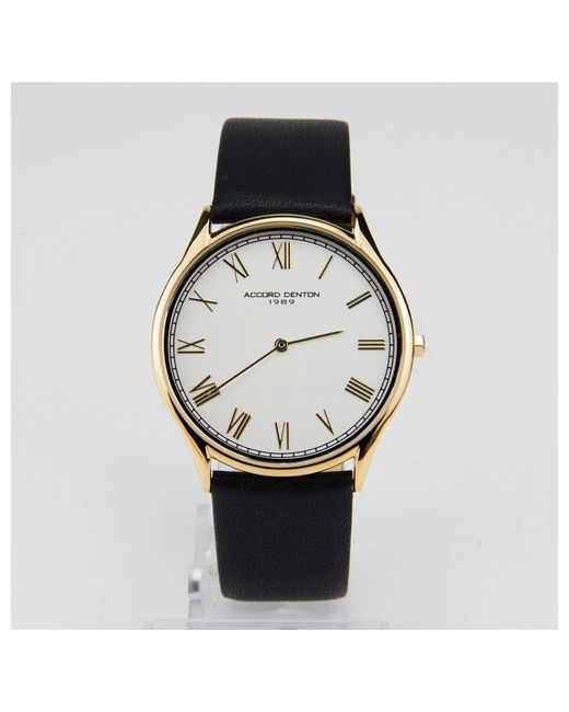 Accord Denton Наручные часы Часы наручные кварцевые классические повседневные подарок мужчине черно серебристые золотой