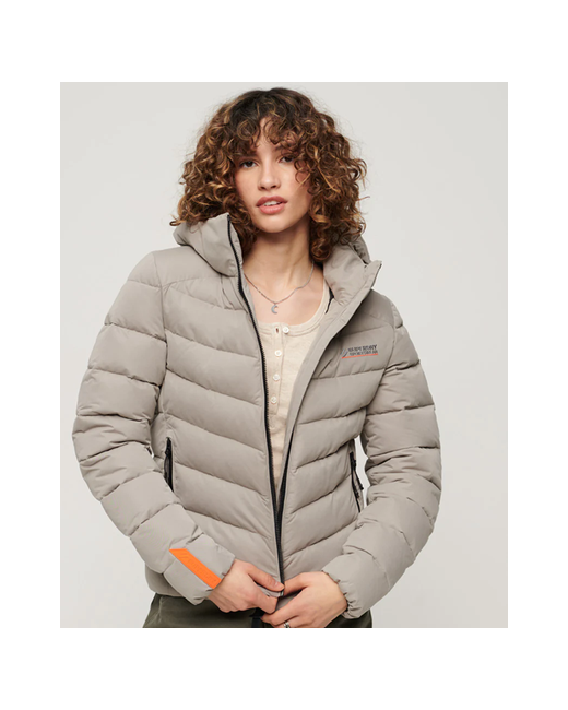 Superdry куртка демисезон/зима средней длины силуэт свободный несъемный капюшон подкладка карманы утепленная стеганая размер 12