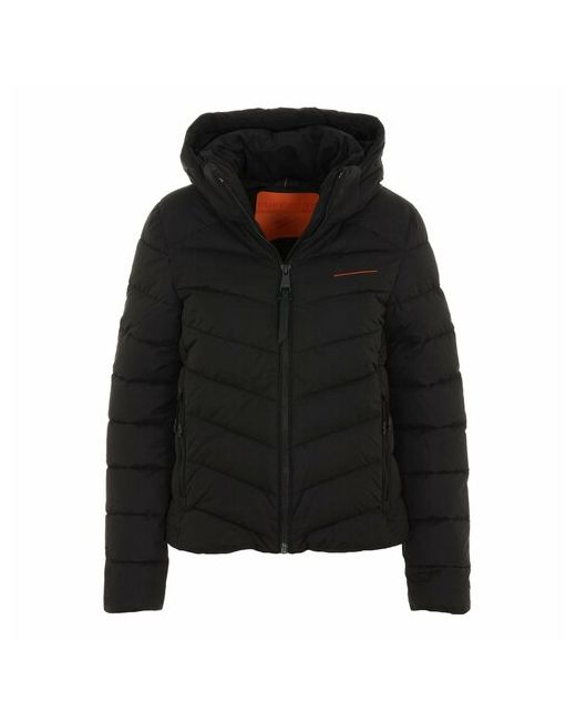 Superdry куртка демисезон/зима средней длины силуэт свободный несъемный капюшон подкладка карманы утепленная стеганая размер 12 черный