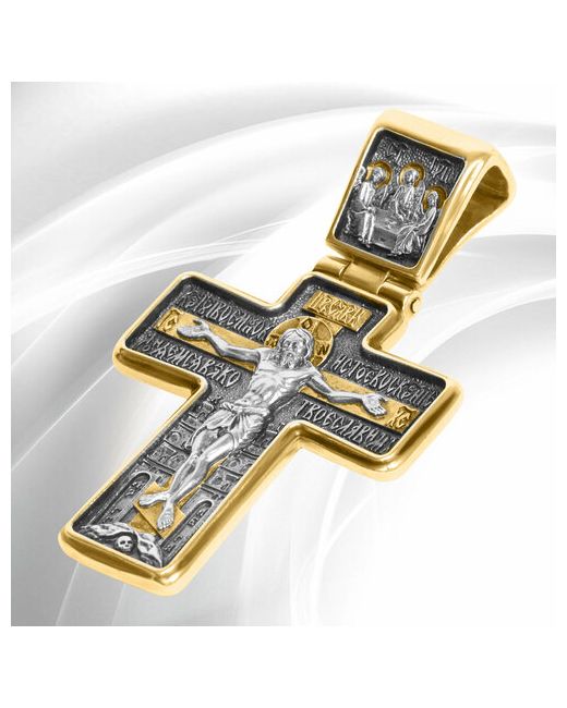 Vitacredo Крест мужской серебряный большой нательный православный ювелирное украшение Дивеевский малый оберег ручной работы