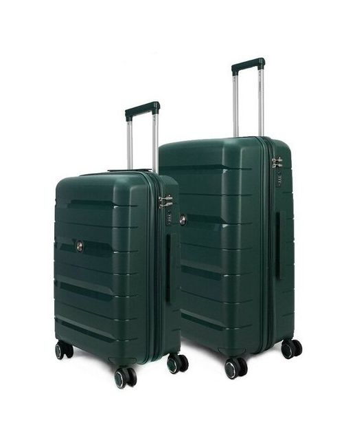 Ambassador Умный чемодан 2 шт. рифленая поверхность водонепроницаемый увеличение объема опорные ножки на боковой стенке 120 л размер зеленый