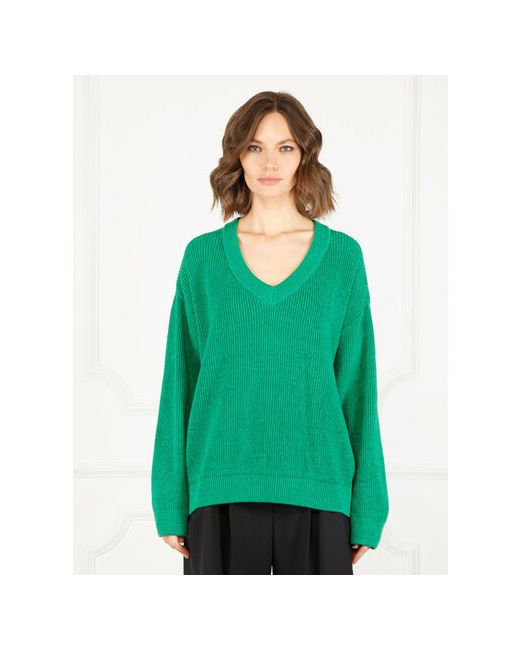 Eleganzza Пуловер длинный рукав оверсайз размер зеленый черный
