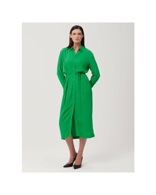 Eleganzza Платье-рубашка прямой силуэт миди размер 50 зеленый