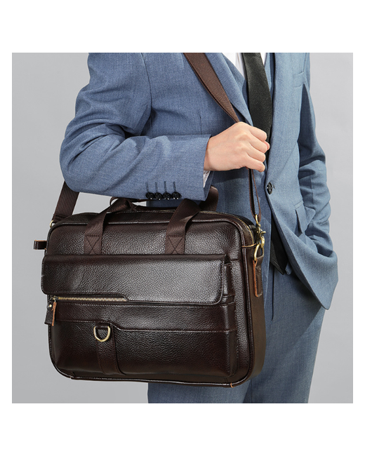 коричневый Портфель SportKLBraun на молнии карман для планшета отделение ноутбука вмещает А4 с плечевым ремнем
