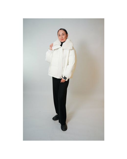 Miegofce куртка демисезон/зима средней длины без капюшона карманы съемный мех размер 48