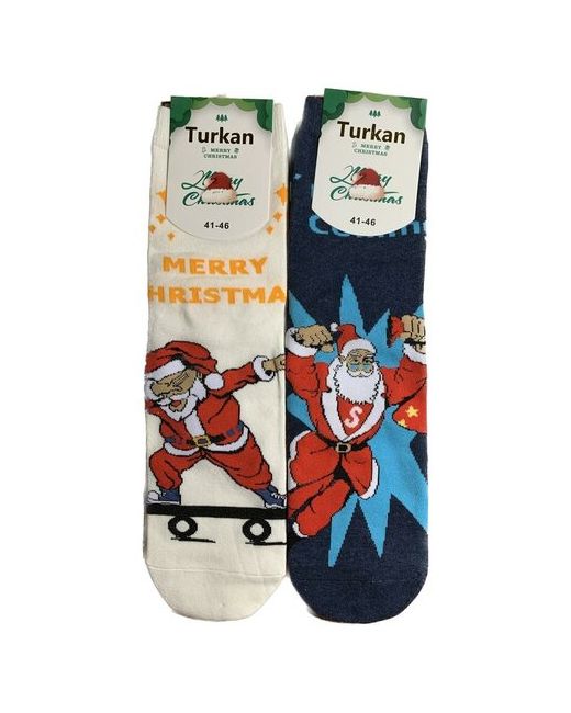 Turkan носки 2 пары на Новый год размер 41-46 синий