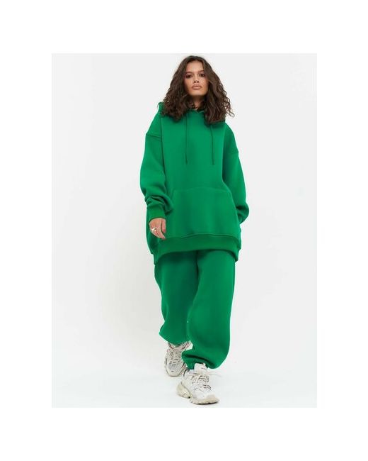 Little Secret Костюм худи и брюки спортивный стиль свободный силуэт утепленный размер зеленый