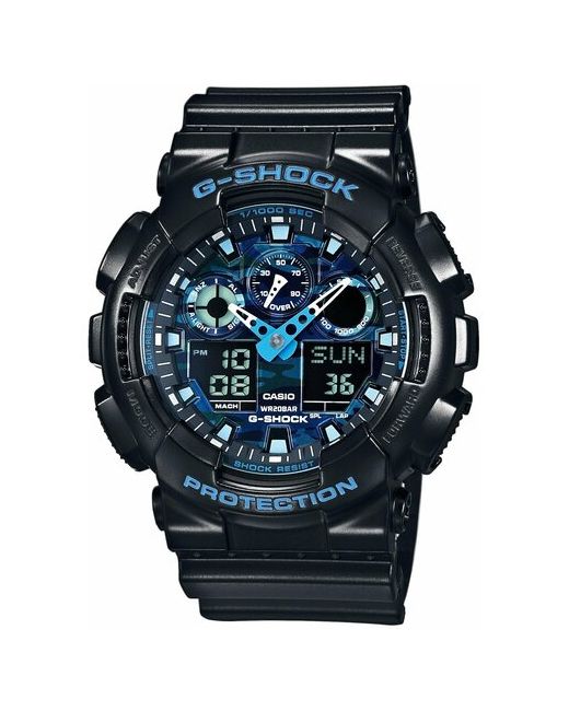 Casio Наручные часы Часы наручные G-SHOCK GA-100CB-1A Противоударные Водонепроницаемые Оригинальные с гарантией черный синий