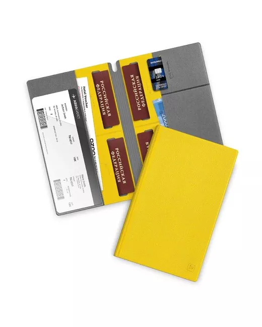 Flexpocket Документница KOXP-02B отделение для денежных купюр карт авиабилетов паспорта подарочная упаковка желтый