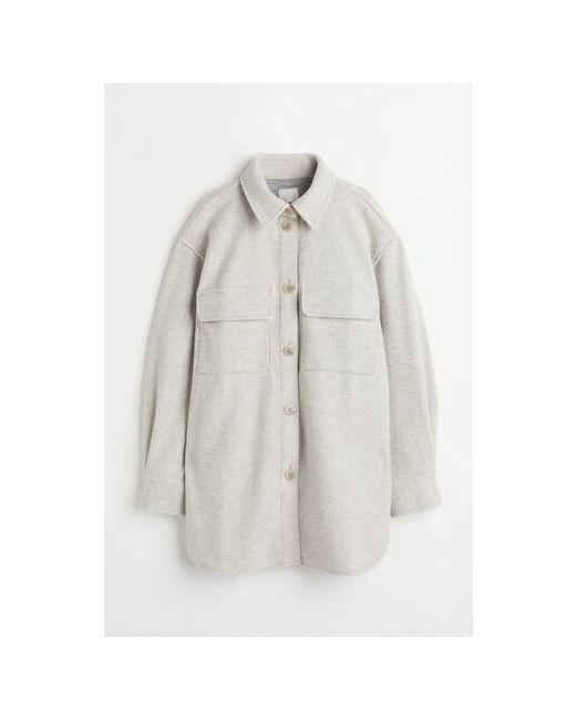 H & M куртка-рубашка средней длины силуэт свободный карманы манжеты подкладка размер бежевый