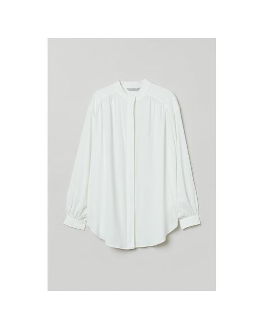 H & M Блуза повседневный стиль свободный силуэт длинный рукав манжеты без карманов однотонная размер