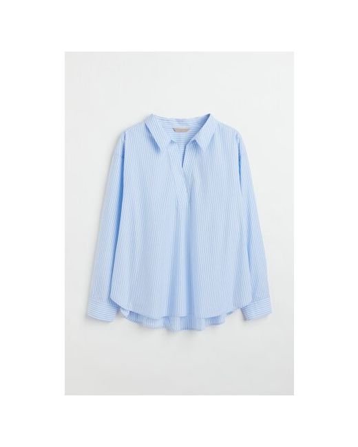 H & M Блуза повседневный стиль свободный силуэт длинный рукав без карманов манжеты в полоску размер 3XL голубой