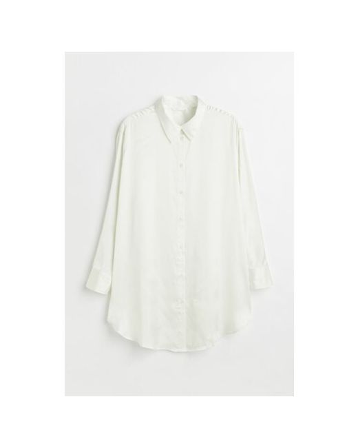 H & M Рубашка повседневный стиль свободный силуэт длинный рукав манжеты без карманов однотонная размер